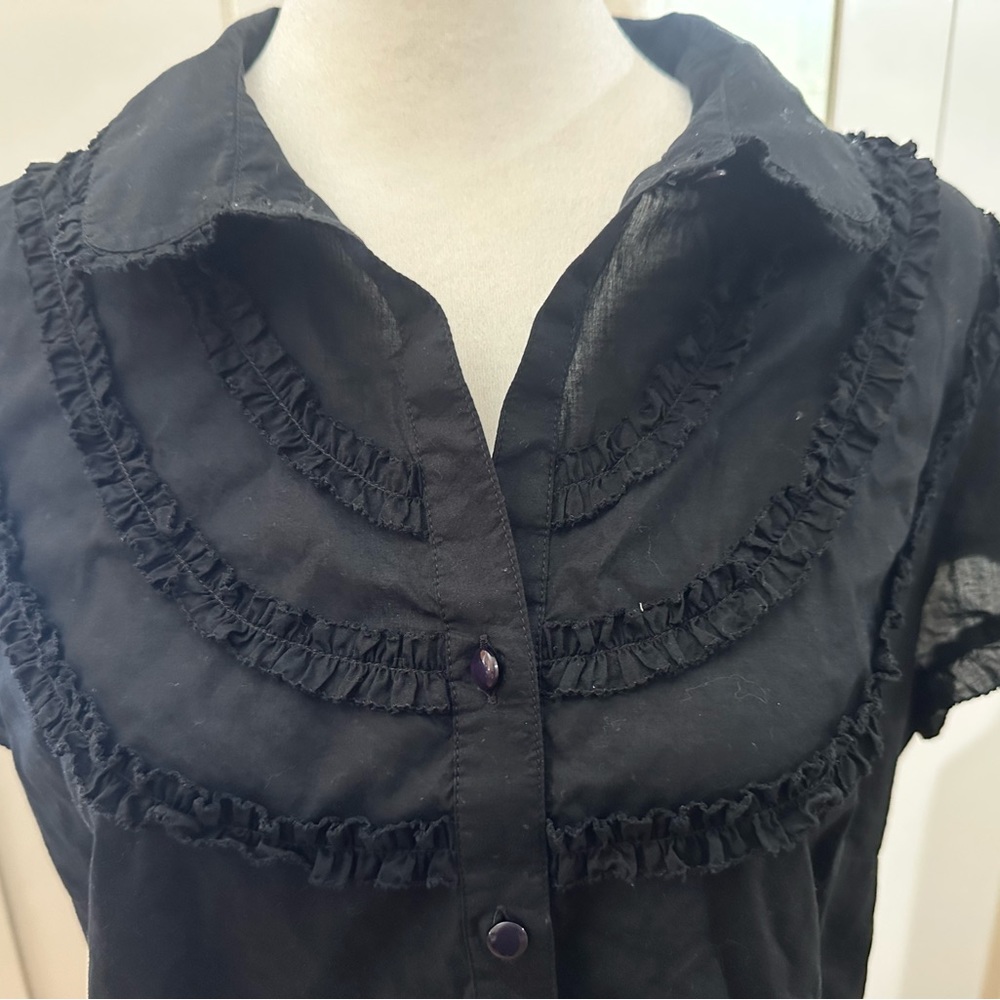 LOFT Black Button Up Blouse